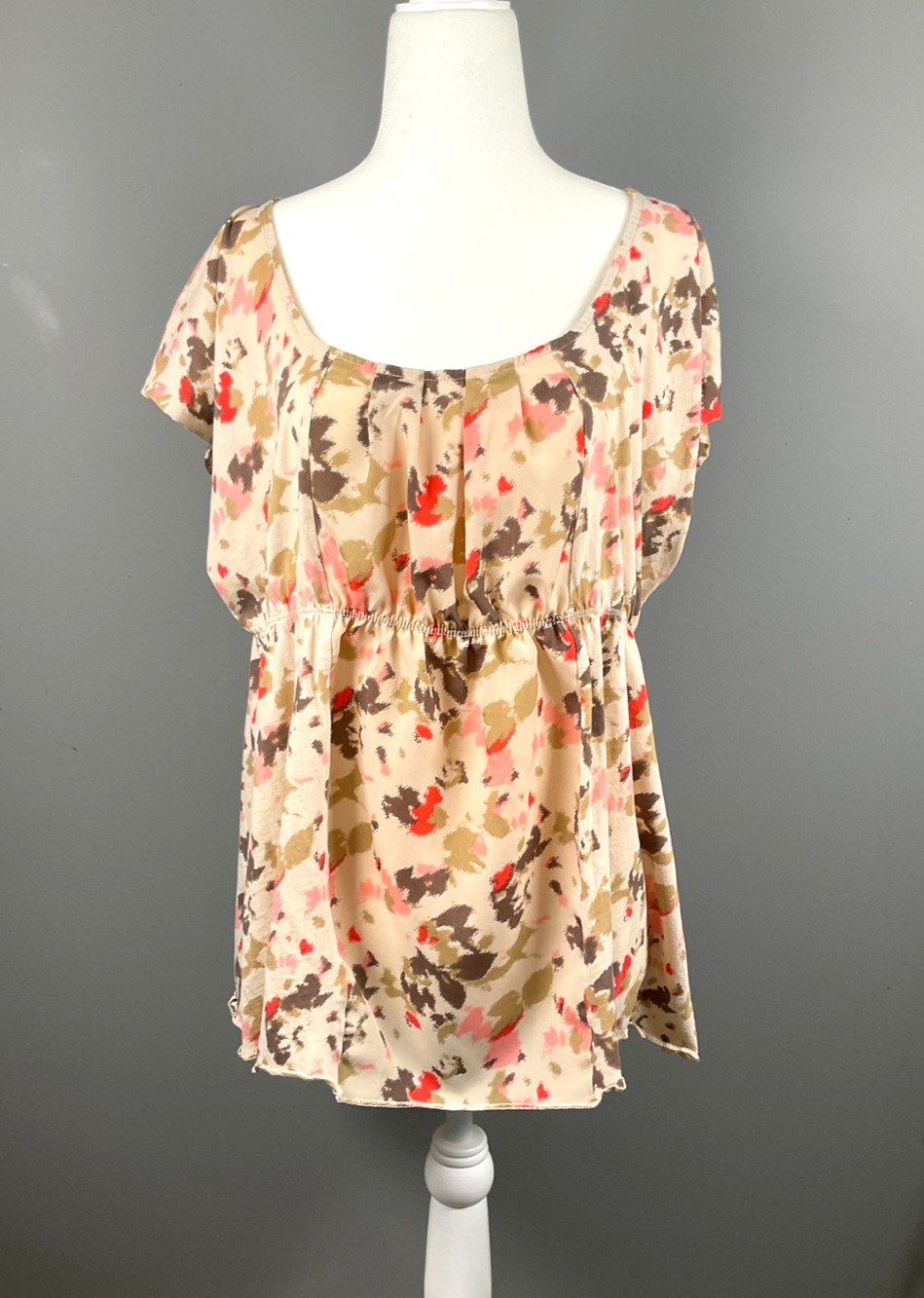 Calvin Klein Women's Floral-Print Short Sleeve Babydoll Empire Waist Size XL
